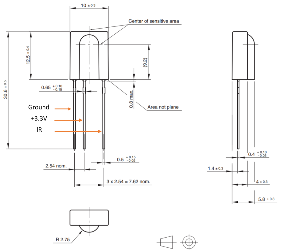 tortuga audio IR receiver module dimentions