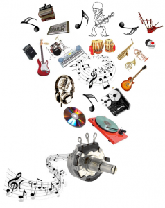 all music funneled through potentiometers