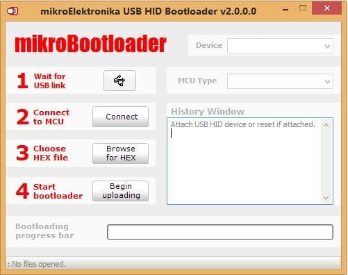 Bootloader program window