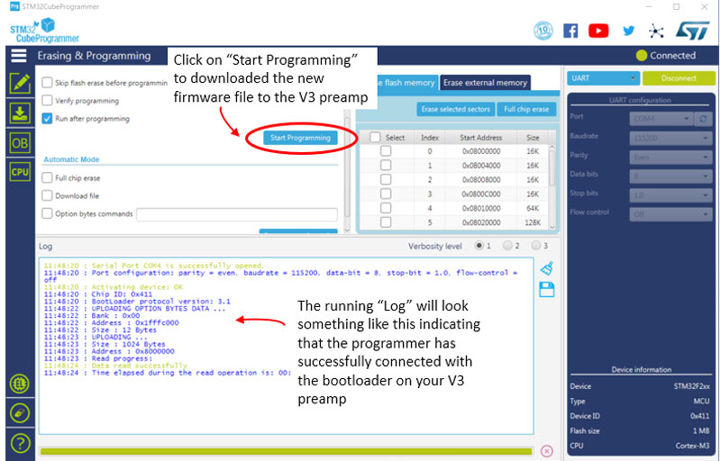 STM32 Cube Programmer window